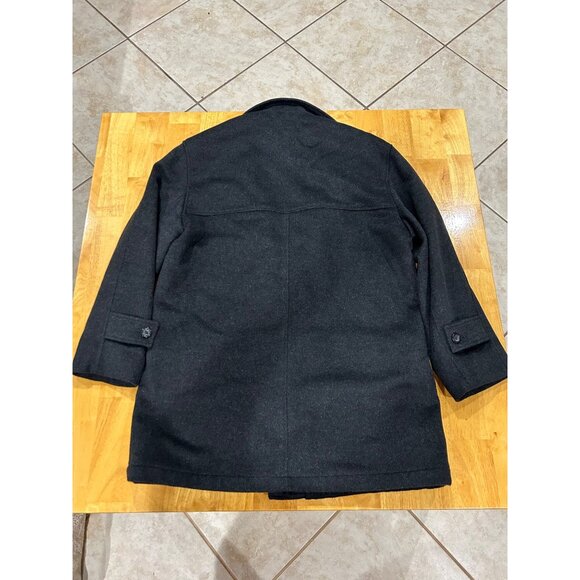 Afazzy New York Med Grey Cashmere Blend Coat Zipper & Buttons Unisex - Picture 3 of 16